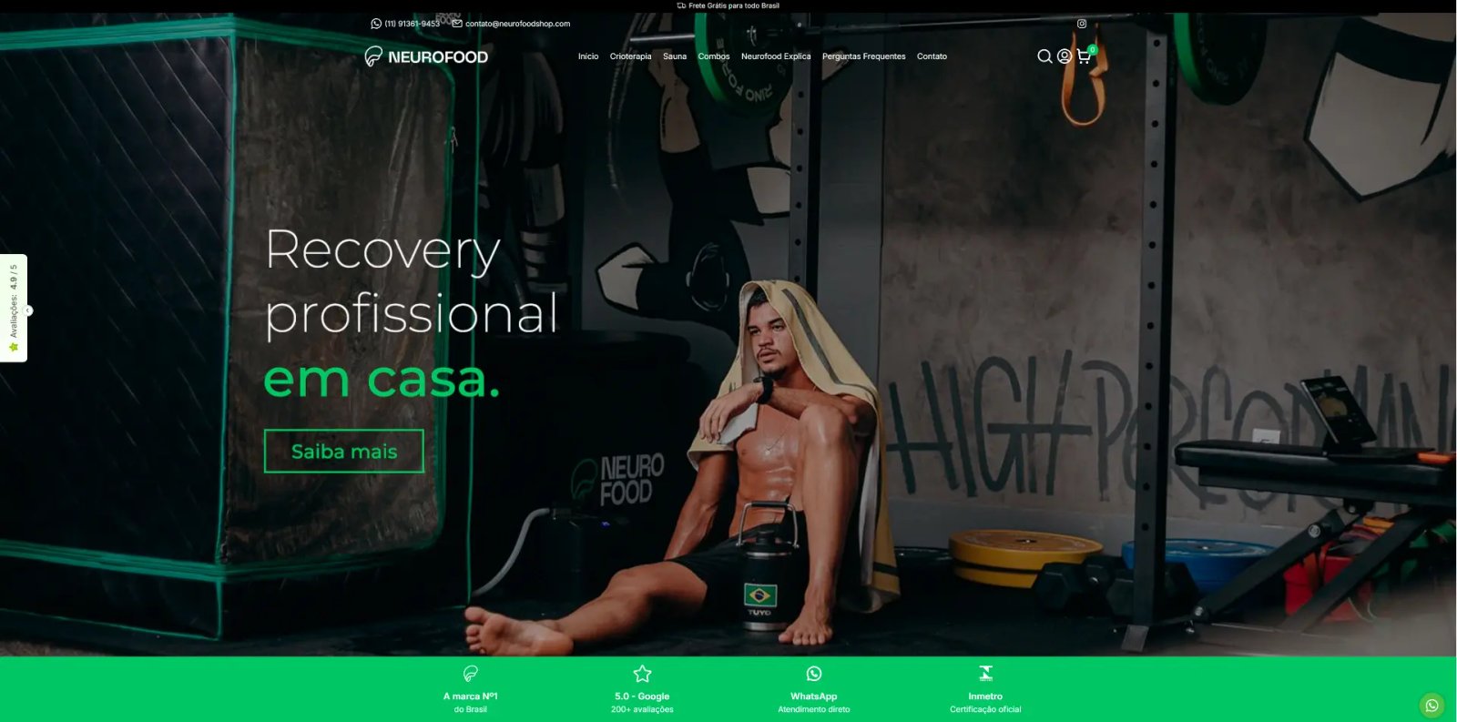 Página em produção de Neurofood Shop