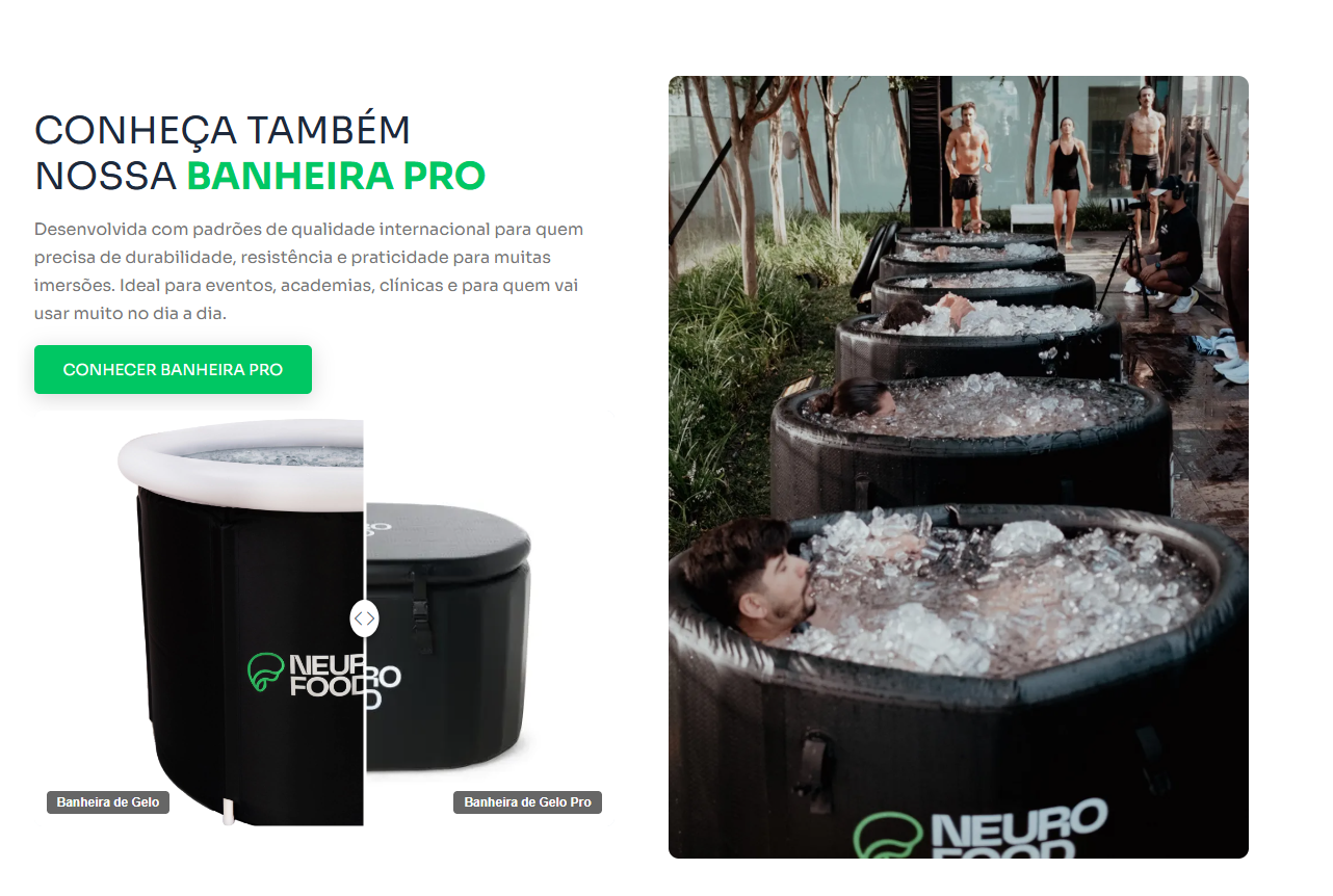 Bloco de comparador de modelos na página da Neurofood Shop