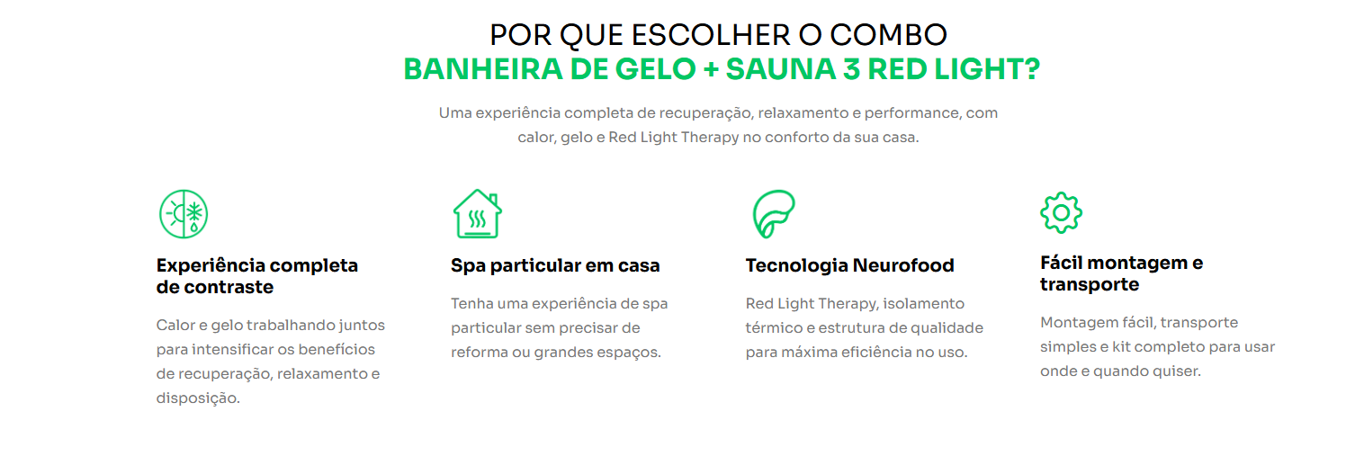 Bloco de motivos para comprar na página da Neurofood Shop